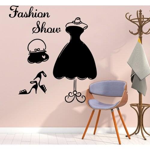 Large fashion salon dress Cartoon Wall Decals Mural Art Diy Poster Waterproof Wall Decals Room Decoration naklejki na sciane
