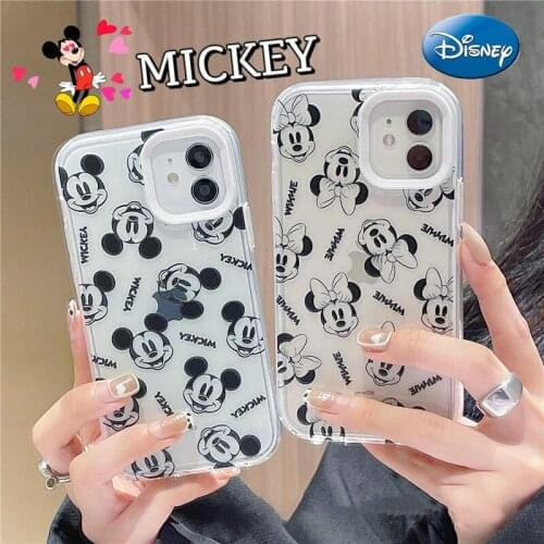 Disney Mickey Minnie Couple Anime Phone Case for IPhone 7/8/ Plus X / XS / XR / XS Max / 11 / 12 /Pro Cartoon Transparent Shell