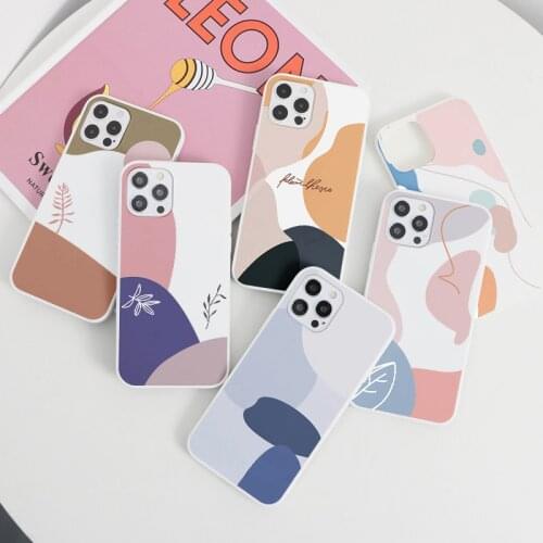 Art Abstract Geometry INS Style Case For iPhone 11 12 Pro Max X XR XS 7 8 6 6s Plus SE 2 Cover For iPhone 13 Pro Mini Max Couqe