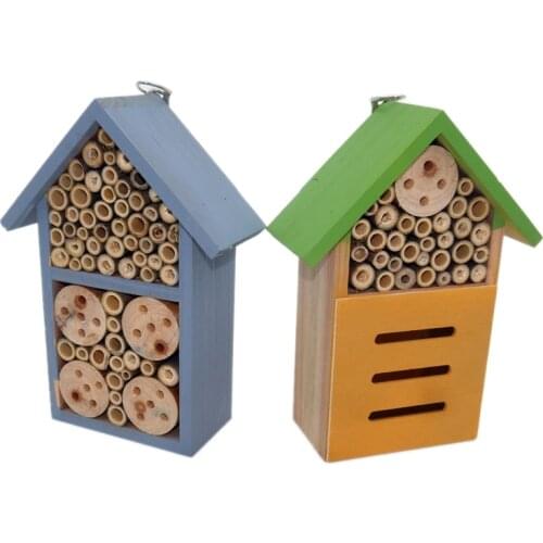 Insect House Natural Wooden Bee Hotel Butterfly Habitat for Gardens Decoration Ornament Reptiles Living Box