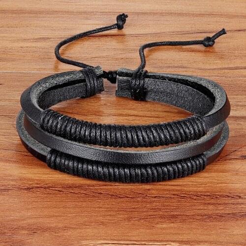 Hot Sale!2019 Fashion Handmade Winding Bangles Leather Bracelets For Men Popular DIY Weave Charm Bracelets Pulseras