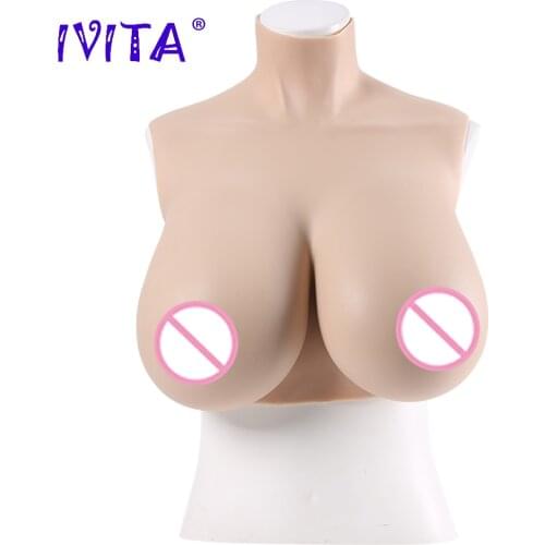 IVITA Artificial Silicone Breast Realistic Fake Boobs I Cup Enhancer for Crossdresser Transgender Drag Queen Shemale Cosplay