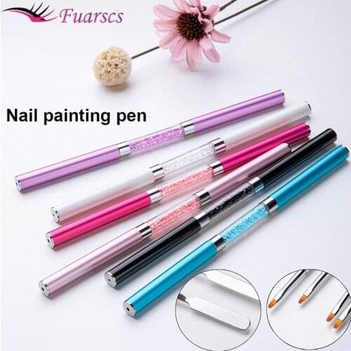 Nail Gel Brush For Manicure Liner Painting Drawing Carving Brush Nail Art Tool Nails Polish Manicure Crystal Handle Acrylic