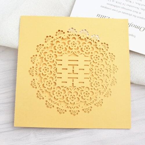 China vintage wedding card invitation laser cut petal shape celebration party invites customized printing