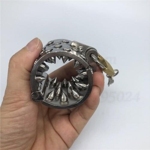 Stainless Steel Scrotum Ring With Thorn Sex Toys For Men Pendant Ball Stretching Testis Penis Rings Locking,Male Chastity Device