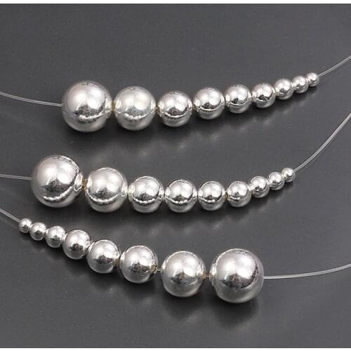 Silver Color Round Spacer Beads 2/3/4/5/6/7/8/9/10/12mm Handmade Beading Charm Findings DIY Jewelry Making Necklace Beads