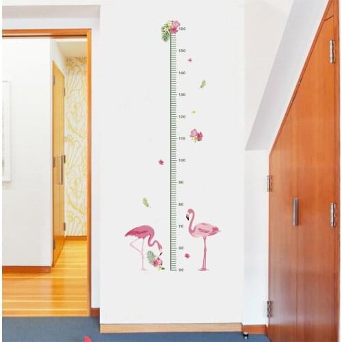 Cartoon Flower Flamingo Baby Child Kids Growth Chart Height Measure Ruler Wall Sticker for Kids Children Room Home Decoration