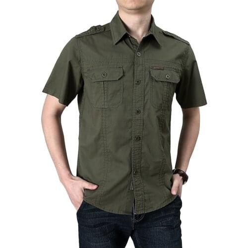 100% Cotton Summer Outdoor Tactical Mens Shirt Combat Shirt Short Sleeve Business Jacket Slim Fit Fashion Casual Classic Tops