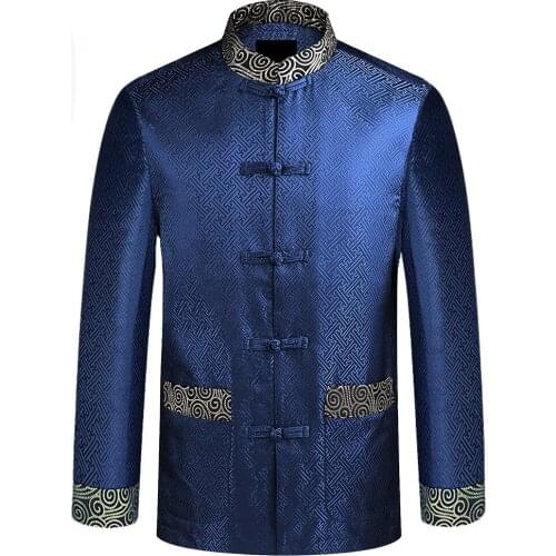 Top Grade Brand New Blue Chinese Traditional Mens Mandarin Collar APEC Leader Costume Jackets Coats M L XL XXL XXXL YZT1208