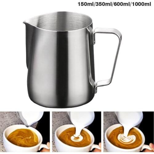 Stainless Steel Espresso Coffee Pitcher Pull Flower Barista 150ml 350ml 600ml 1000ml Craft Coffee Latte Milk Frothing Jug