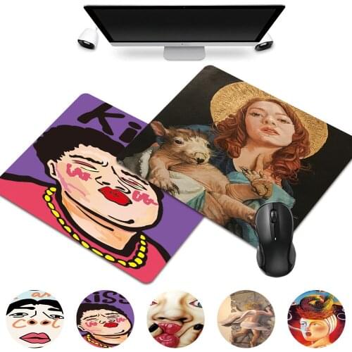 Mouse-pad PU Leather Non-Slip Laptop Mousepad Home Office Computer Desk Accessories Mouse Pad Funny Painting Pattern Series