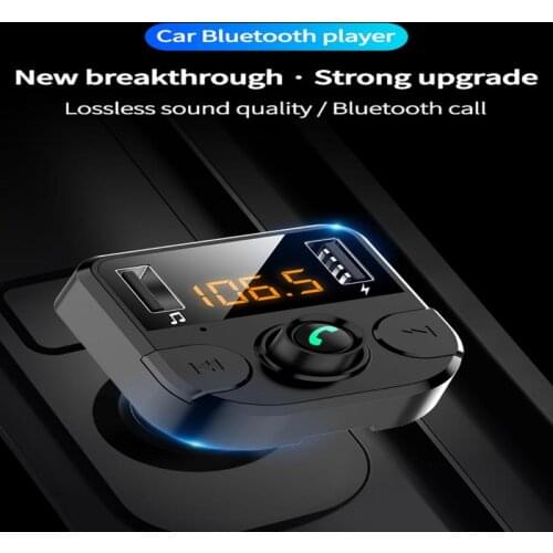 New Car Bluetooth Player Dual USB Car Bluetooth Hands-Free Phone Multi-Function Card FM Receiver Mobile Phone Charger For MP3