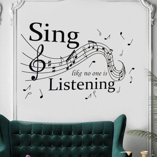 Sing Like No One is Listening Music Quote Wall Sticker Decal Fashion Art Stickers Decals Vinyl Removable FB-7