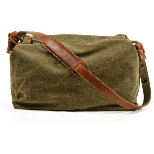 Simple Casual Men Messenger Bags Vintage Canvas Travel Motion Training Gym Bag Neutral Girls Boys Leather Shoulder Crossbody Bag