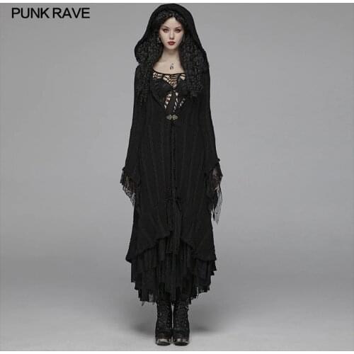 Женские плащи с капюшоном PUNK RAVE China At AliExpress