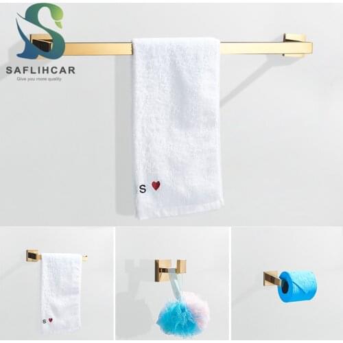Saflihcar Golden Bathroom Hardware Four-piece Set Contemporary Fashion Towel Rack Paper Towel Rack Bathroom Accessories