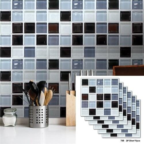 Self Adhesive Mosaic Tile Sticker For Kitchen Bathroom PET Self Adhesive Wall Stickers Living Room DIY Decor Wallpaper 20*20cm