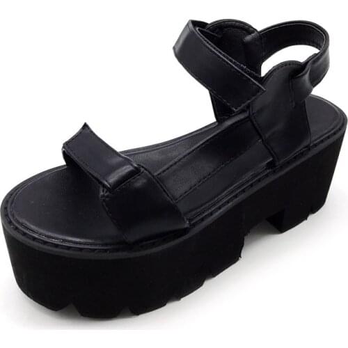 Sandalias gladiador mujer Punk Rock Gothic Sandals Women Thick Platform square sandal High Heels Gladiator Sandals women LJB49-1