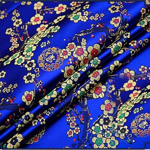 Blue plum style Jacquard Brocade Fabric for fashion dress clothes ,bedding,bag table cloth, cushion patchwork upholstery