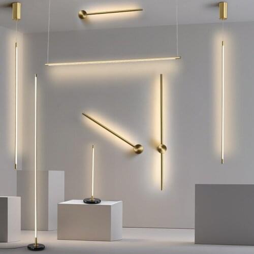 Modern LED Copper Wall Lamp For home Long Strip Sconce Light Living Room Bedroom Bedside Foyer Aisle Indoor Decoration Fixture