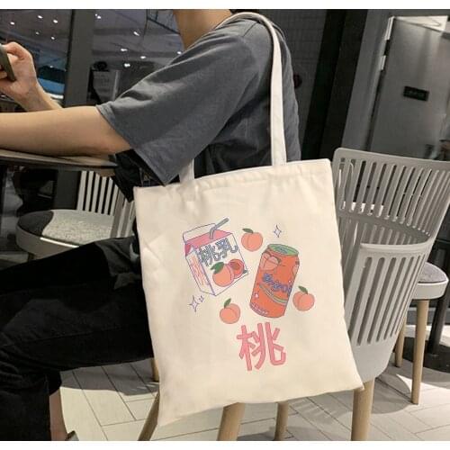 Student Canvas Tote Bag Reusable Shopping Bag Eco Cloth Bag Shopper Bookbag Foldable Fashion Women Shoulder Bag Travel Bags Gift