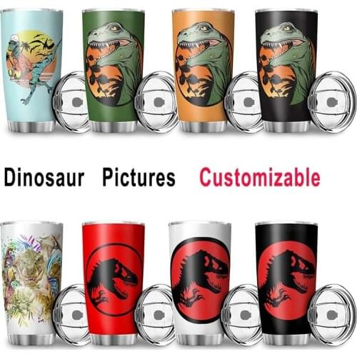 600ML Dinousaur Pattern Water Cup Stainless Steel Leakproof Car Cup Tea Cup Double Vacuum Insulated Cup Reusable Milk Mug