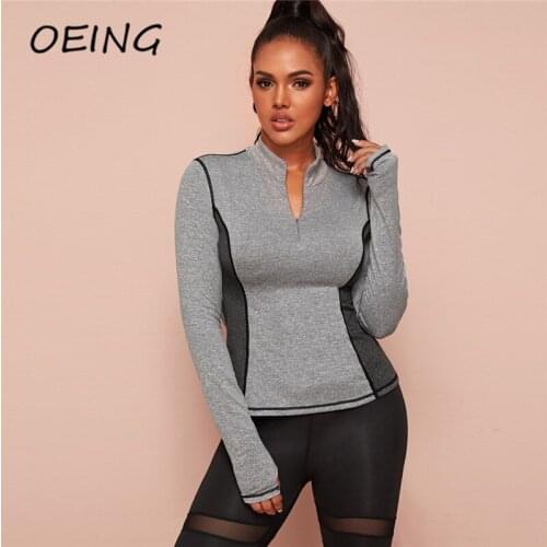 Gym Workout Tops Breathable Long Sleeve Fitness Professional Clothes for Women Zip Up Tights Jogging Shirts