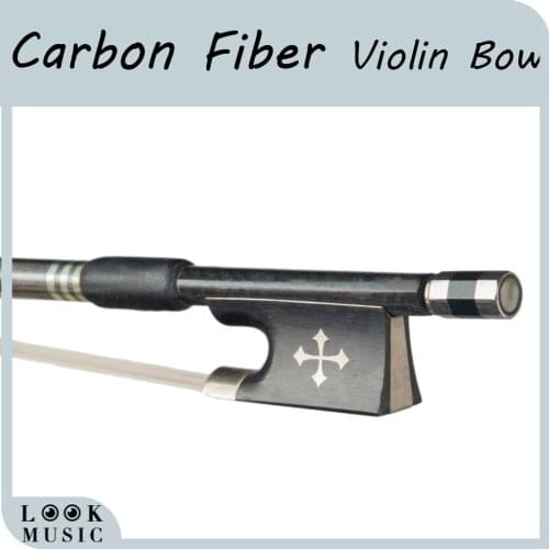 Advanced 4/4 Violin Bow Carbon Fiber Bow Grid Carbon Fiber Round Stick W/ Ebony Frog White Horsehair