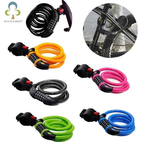 Bike Lock 1.2m Anti Theft 5 Digit Code Combination Bicycle Lock Bicycle Security Lock Bicycle Equipment MTB Anti-theft Lock YJN