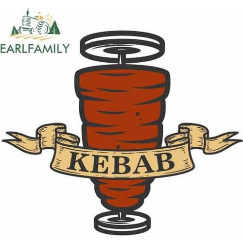 EARLFAMILY 13cm x 11.2cm For Kebab Emblem Windshield Refrigerator Car Sticker 3D Vinyl Waterproof Scratch-Proof Decal
