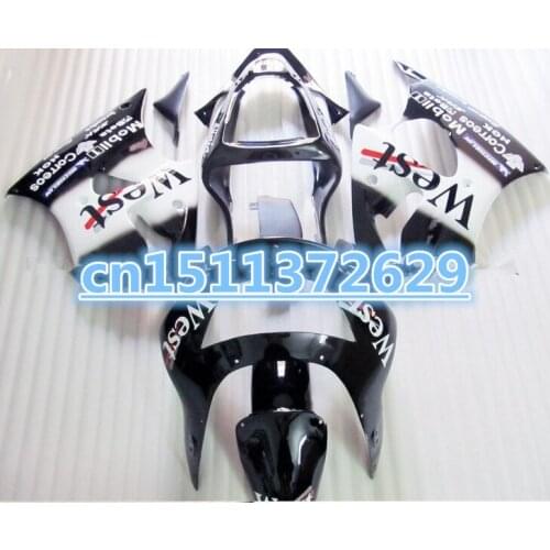 WEST Fairings Kit for KAWASAKI Ninja ZX-6R 98-99 ZX 6R 1998-1999 ZX6R 98 99 ZX 6R 1998 1999 ABS Fairing set Black white-Dor D