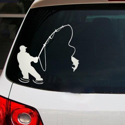 Funny Car Sticker Fishing Fisherman Waterproof Multiple Sizes Vinyl Decal for Auto Car Stickers Styling 15cm*14cm