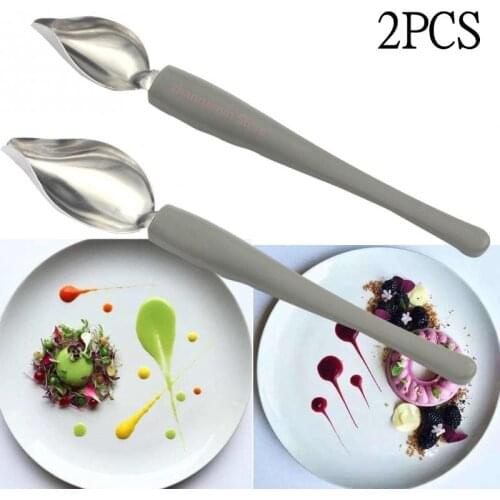 1/2Pcs Chef Valon Sauce Plating Art Pencil Draw Design Kitchen Nozzle Portable Sauce Painting Pencil Spoon Dessert Decor