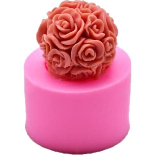 1pcs Silicone Candle Mold 3D Rose Ball Aromatherapy Candle Soap Mould Craft Resin Clay Decorating