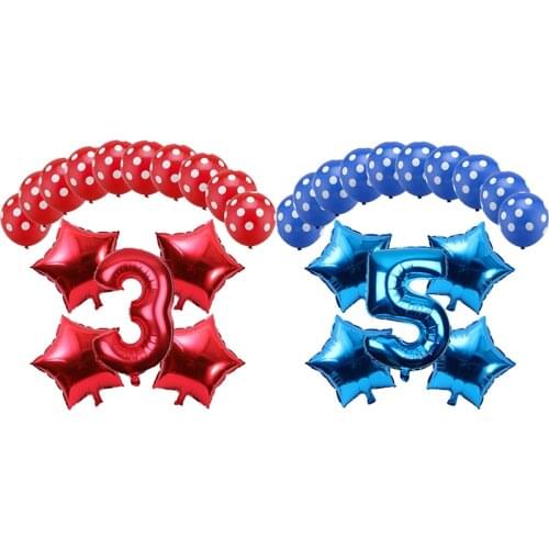 18 Inch Red Blue Star Foil Balloons 32 Inch Number Globos 12 Inch Wave Dot Latex Balloon Wedding Birthday Party Decoration Kids