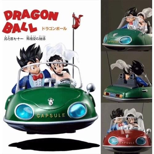 20cm Dragon Ball Super Goku ChiChi Action Figure with Led Lamp Wedding Car Dragon Ball Goku Marry Figuras Model Toy Gifts