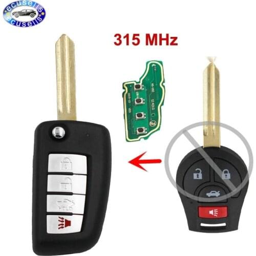 3+1 Buttons Modified Folding 4 Button 315MHZ New Design Complete Remote Key Fob For Nissan New Sunny New Sylphy VDO