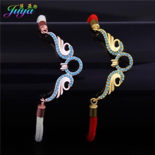 5 Colors String Bracelets Micro Pave Zircon Gold/Rose Gold Bracelets Women Men Angel Wing Charm Bracelets