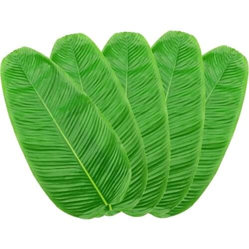 5PCS Artificial Banana Leaves Faux Tropical Leaves for Hawaiian Luau Party Decor Table Runner Centerpiece Place Mat