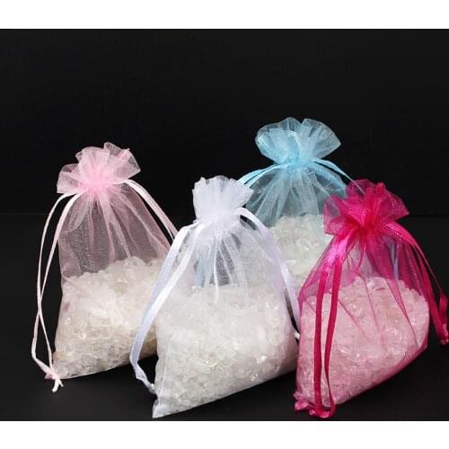 50pcs/lot 7x9cm Drawstring Organza Bags Jewelry Packaging Bags Candy Wedding Christmas Bags Wholesale Gifts Pouches