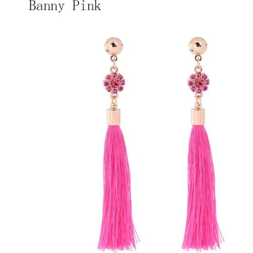 Bohemia Tassel Studs Earrings For Women Ethnic Long Pendant Post Earrings Fashion Jewelry Pendientes Chunky Statement Earrings
