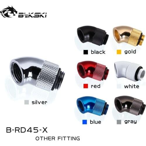 Bykski B-RD45-X,PC Water Cooling Accessories G1/4 Female To Male 45 Degree Fitting, 360 Rotatable Elbow Connector