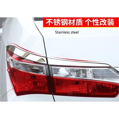 For Toyota Corolla 2014 -2018 Car Body Rear Tail Light Lamp Detector Frame Stick Styling ABS Chrome Cover Trim Eyebrow YJD