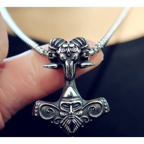 Fine Hand-made European and American Viking Pirates Domineering Goat Head Pendant Men and Women Jewelry Necklace