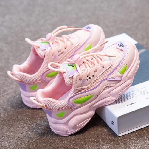 Girls Sneakers Sports Mesh Running Shoes Old Kids Casual Shoes Comfortable Breathable Walking Jogging Shoes Retro Old Dad Shoe