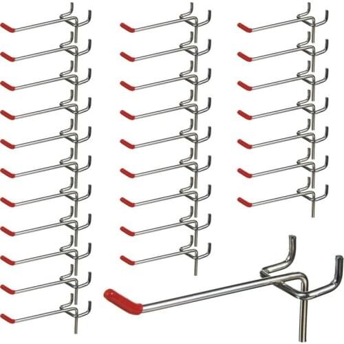25Pcs 100Mm Pegboard Hooks Slat Wall Retail Display Shop Peg Hang Fits Home Hanger Chrome Metal 1-1.5Kg Loading