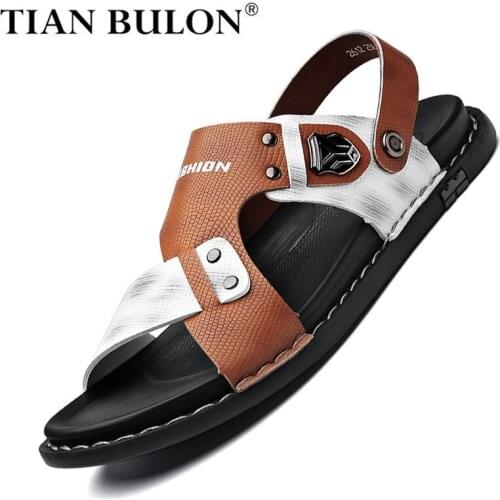 Summer Casual Sandals Leather Mens Flip Flops Designer Outdoor Sandals Men Lightweight Mens Slides Beach Sandals Zapatos Hombre