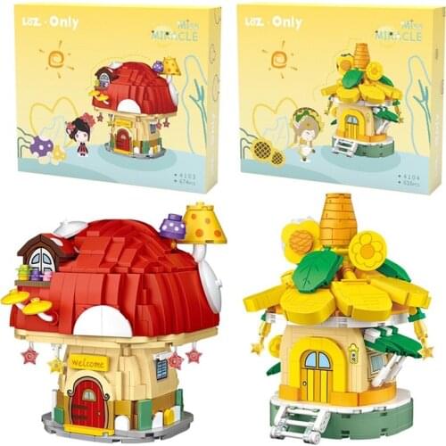 LOZ mini Diamond building block street view Sunflower Mushroom house assemble bricks educational toys for kids gifts 4103 4104