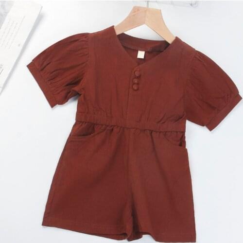 Menoea Summer Baby Girl Clothes Outfits 2021 New Short Sleeve Cotton Trousers One-Piece Casual Kids Girls Clothes Kids Jumpsuits