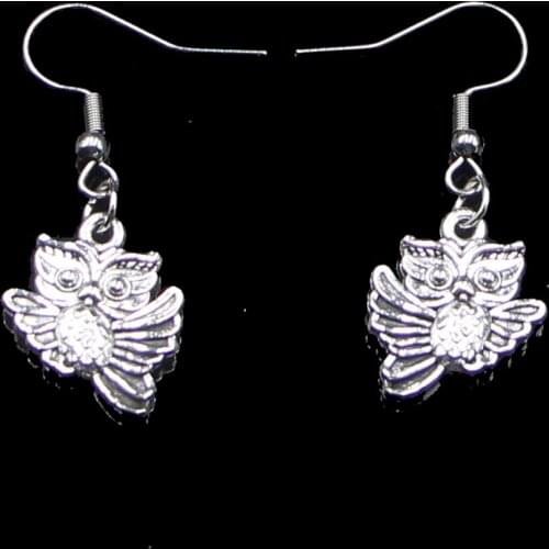 Fashion Handmade Simple Design 19*17mm Double Sided Owl Drop Earrings For Women Gift Fashion Jewelry Cute Small Object